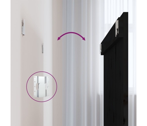 vidaXL sienas galvgalis, melns, 108x3x90 cm, priedes masīvkoks