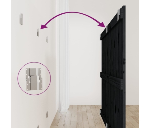 vidaXL sienas galvgalis, melns, 159,5x3x90 cm, priedes masīvkoks