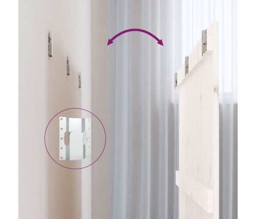 vidaXL sienas galvgalis, balts, 166 x 3 x 90 cm, priedes masīvkoks