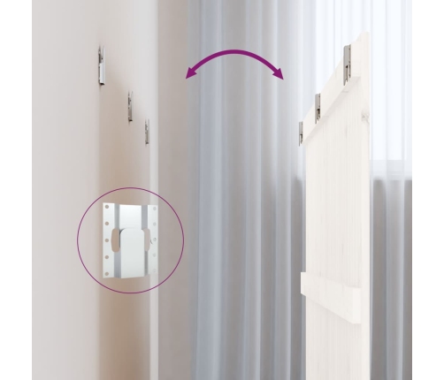 vidaXL sienas galvgalis, balts, 185x3x90 cm, priedes masīvkoks