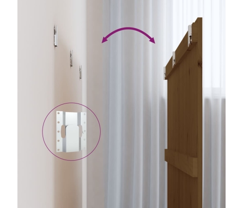 vidaXL sienas galvgalis, brūns, 185x3x90 cm, priedes masīvkoks