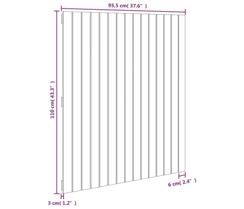 vidaXL sienas galvgalis, 95,5x3x110 cm, priedes masīvkoks