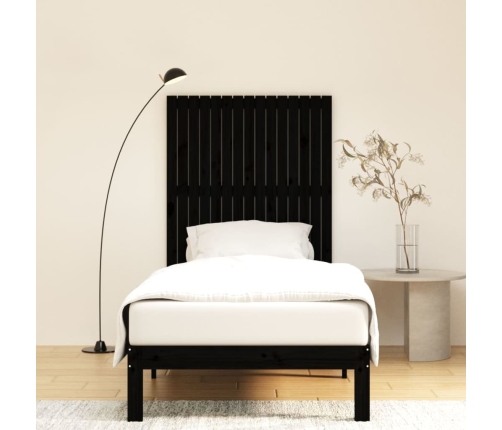 vidaXL sienas galvgalis, melns, 95,5x3x110 cm, priedes masīvkoks