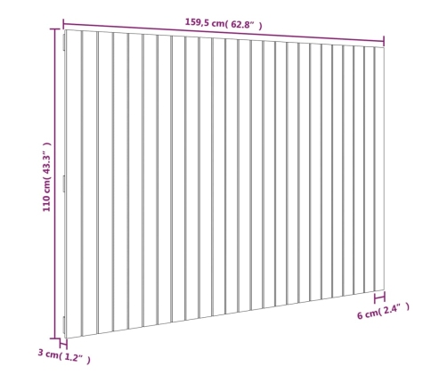 vidaXL sienas galvgalis, brūns, 159,5x3x110 cm, priedes masīvkoks