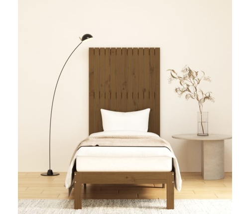 vidaXL sienas galvgalis, brūns, 82,5x3x110 cm, priedes masīvkoks