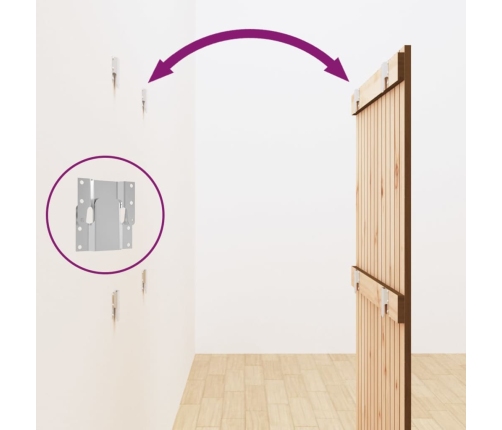 vidaXL sienas galvgalis, brūns, 82,5x3x110 cm, priedes masīvkoks