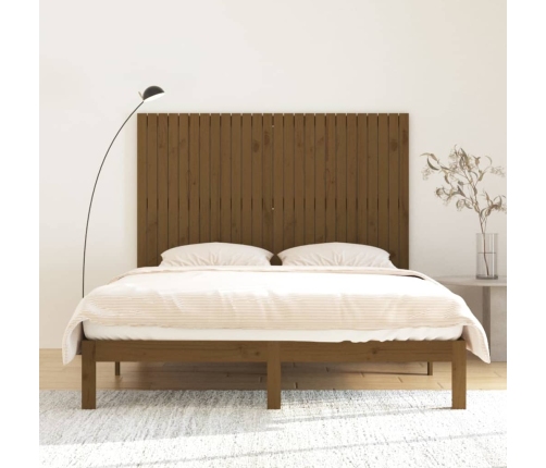 vidaXL sienas galvgalis, brūns, 166x3x110 cm, priedes masīvkoks