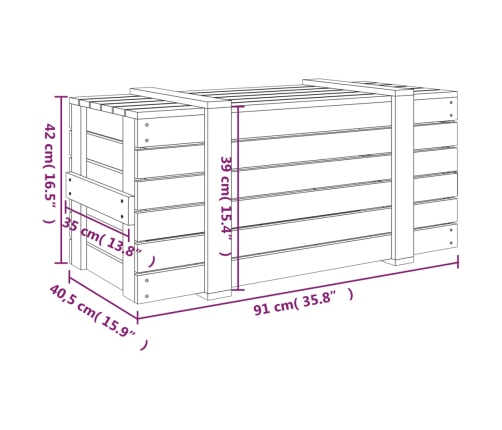 vidaXL uzglabāšanas kaste, brūna, 91x40,5x42 cm, priedes masīvkoks