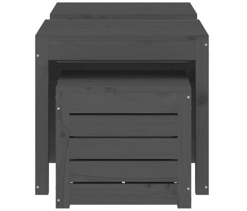 vidaXL dārza kastes, 3 gab., pelēkas, priedes masīvkoks
