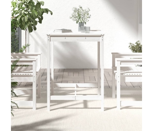 vidaXL dārza galds, 82,5x82,5x110 cm, priedes masīvkoks, balts