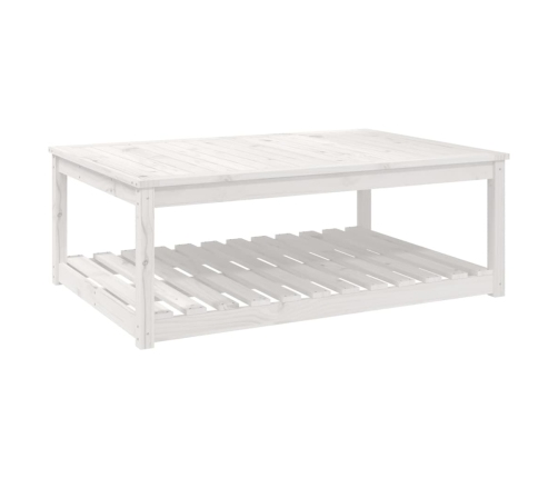 vidaXL dārza galds, balts, 121x82,5x45 cm, priedes masīvkoks