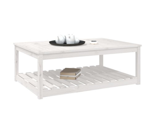 vidaXL dārza galds, balts, 121x82,5x45 cm, priedes masīvkoks