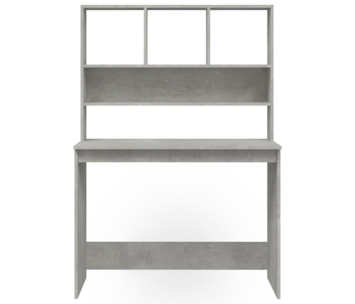 vidaXL rakstāmgalds ar plauktiem, betona pelēks, 102x45x148 cm