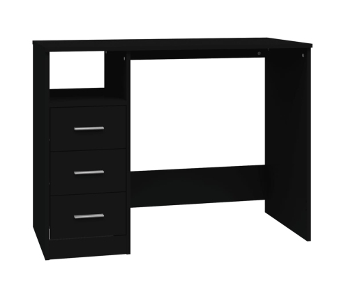 vidaXL rakstāmgalds ar atvilktnēm, melns, 102x50x76 cm, koks