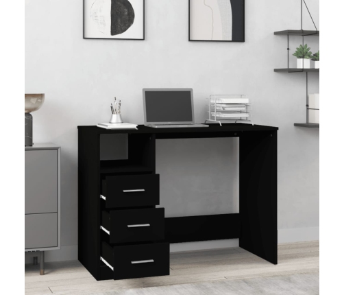 vidaXL rakstāmgalds ar atvilktnēm, melns, 102x50x76 cm, koks