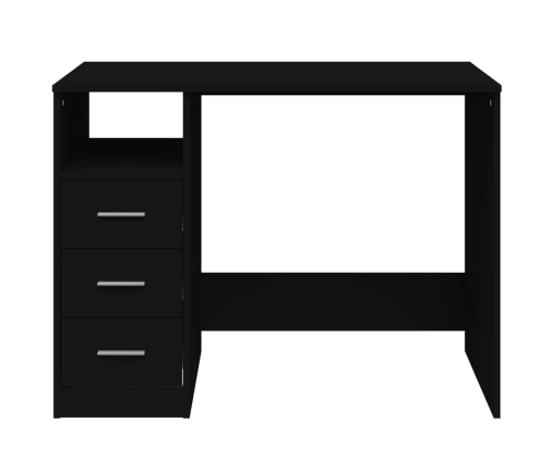 vidaXL rakstāmgalds ar atvilktnēm, melns, 102x50x76 cm, koks