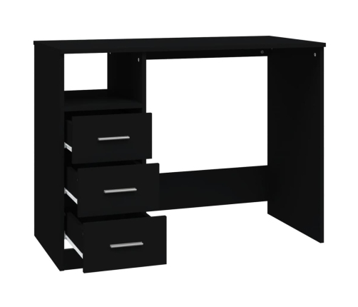 vidaXL rakstāmgalds ar atvilktnēm, melns, 102x50x76 cm, koks