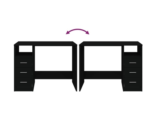 vidaXL rakstāmgalds ar atvilktnēm, melns, 102x50x76 cm, koks