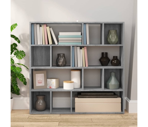 vidaXL grāmatu plaukts, pelēka ozolkoka krāsa, 105x24x102 cm