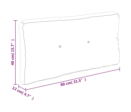 vidaXL palešu dīvāna spilvens, 80x40x12 cm, četrstūru raksts, audums