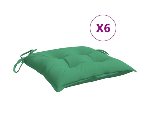 vidaXL palešu matrači, 6 gab., zaļi, 50x50x7 cm, audums