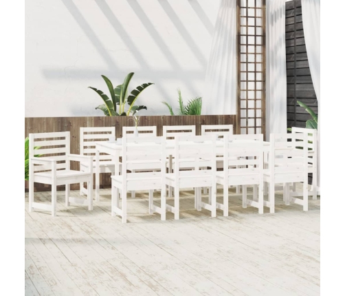 11-Daļīgs Dārza Mēbeļu Komplekts, Priedes Masīvkoks, Balts Vidaxl