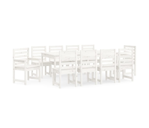 11-Daļīgs Dārza Mēbeļu Komplekts, Priedes Masīvkoks, Balts Vidaxl