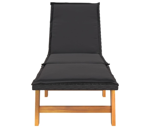 vidaXL sauļošanās zvilnis ar galdiņu, PE rotangpalma, akācijas koks