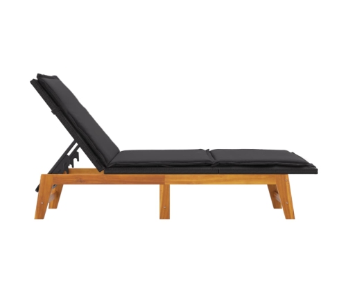 vidaXL sauļošanās zvilnis ar galdiņu, PE rotangpalma, akācijas koks