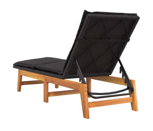 vidaXL sauļošanās zvilnis ar galdiņu, PE rotangpalma, akācijas koks