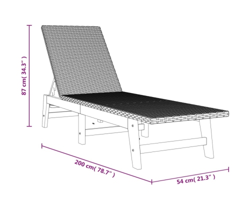 vidaXL sauļošanās zvilņi ar matračiem, 2 gb., PE rotangpalma, akācija