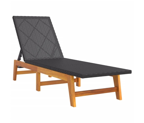 vidaXL sauļošanās zvilņi, 2 gb., melns, brūns, PE rotangpalma, akācija