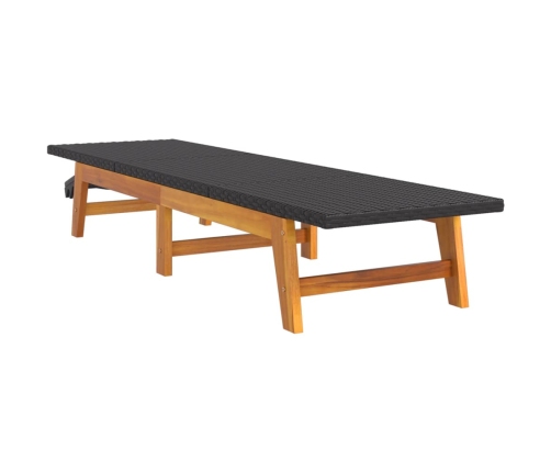 vidaXL sauļošanās zvilņi, 2 gb., melns, brūns, PE rotangpalma, akācija