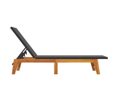 vidaXL sauļošanās zvilņi, 2 gb., melns, brūns, PE rotangpalma, akācija