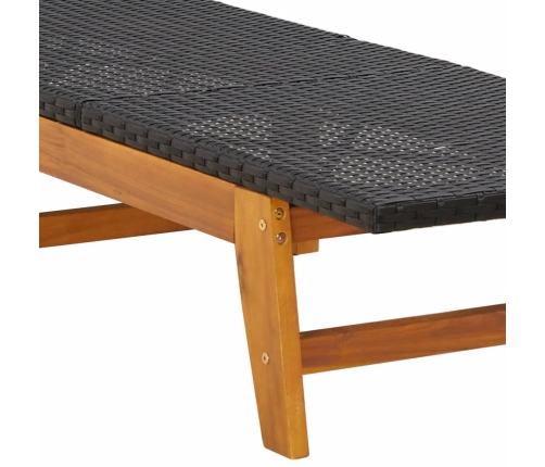 vidaXL sauļošanās zvilņi, 2 gb., melns, brūns, PE rotangpalma, akācija