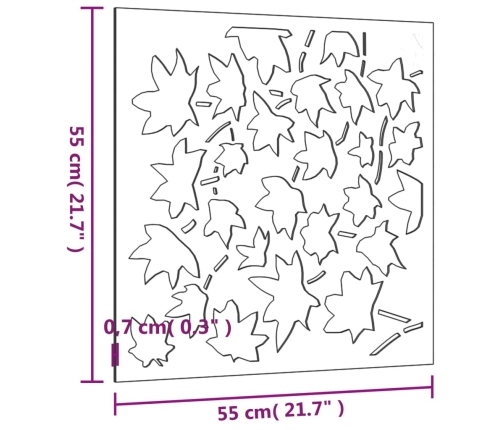 vidaXL dārza sienas rotājums, 55x55 cm, tērauds, rūsas efekts