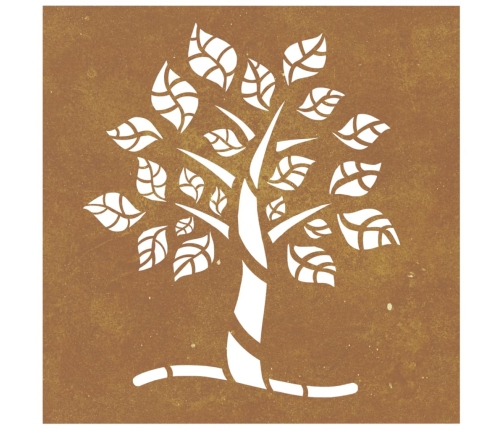 vidaXL dārza sienas rotājums, 55x55 cm, tērauds, rūsas efekts