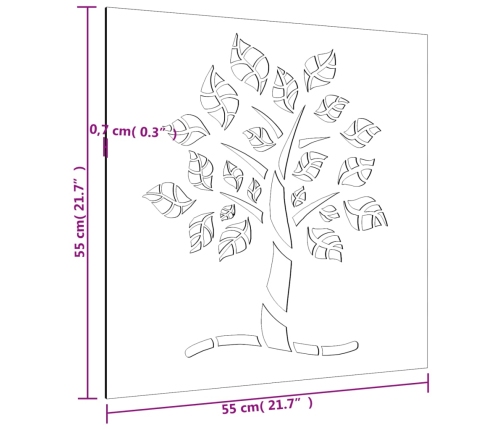 vidaXL dārza sienas rotājums, 55x55 cm, tērauds, rūsas efekts