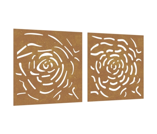 vidaXL dārza sienas rotājumi, 2 gab., 55x55 cm, tērauds, rūsas efekts