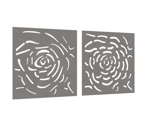 vidaXL dārza sienas rotājumi, 2 gab., 55x55 cm, tērauds, rūsas efekts