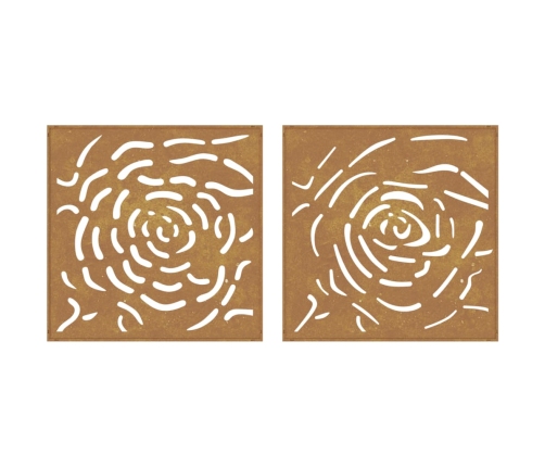 vidaXL dārza sienas rotājumi, 2 gab., 55x55 cm, tērauds, rūsas efekts