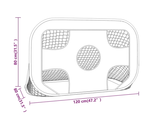 vidaXL futbola vārti ar mērķi, 120x80x80 cm, poliesters