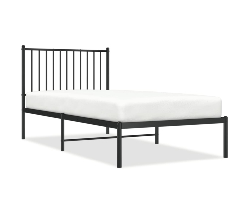 vidaXL gultas rāmis ar galvgali, melns metāls, 90x190 cm