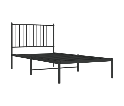 vidaXL gultas rāmis ar galvgali, melns metāls, 90x190 cm