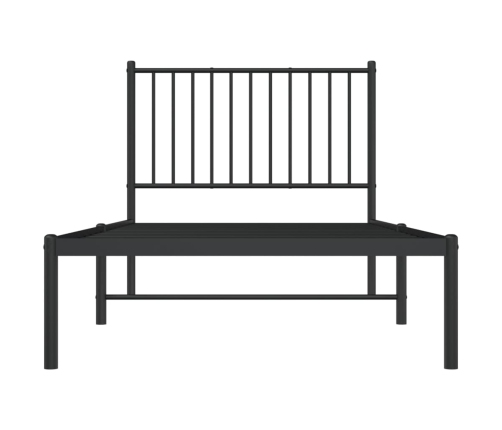 vidaXL gultas rāmis ar galvgali, melns metāls, 90x190 cm