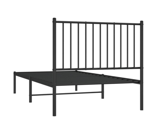 vidaXL gultas rāmis ar galvgali, melns metāls, 90x190 cm