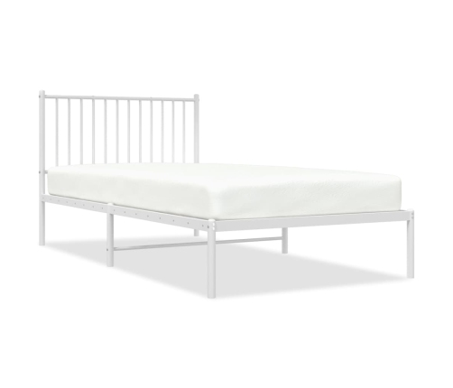 vidaXL gultas rāmis ar galvgali, balts metāls, 100x200 cm