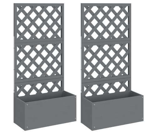 vidaXL vīteņaugu režģis ar puķu kasti, 2 gab., 65x33x135 cm, WPC