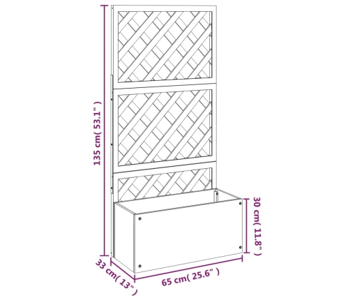vidaXL vīteņaugu režģis ar puķu kasti, 2 gab., 65x33x135 cm, WPC