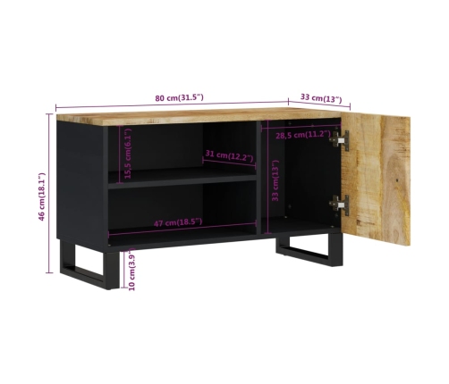 vidaXL TV skapis, 80x33x46 cm, mango masīvkoks, inženierijas koks
